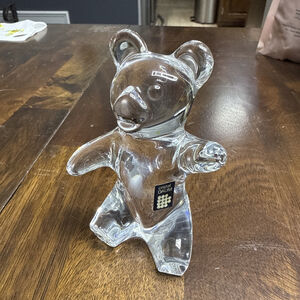 Daum France Crystal Glass Teddy Bear Paperweight/Figurine 4" SIGNED